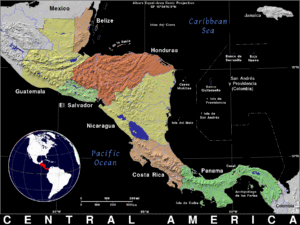 Carte politique et physique de l'Amérique centrale.