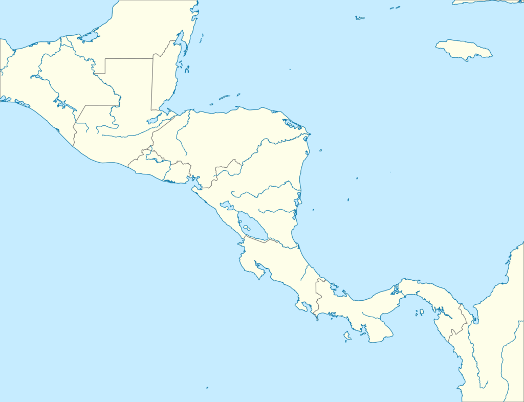 Carte vierge de l’Amérique centrale.