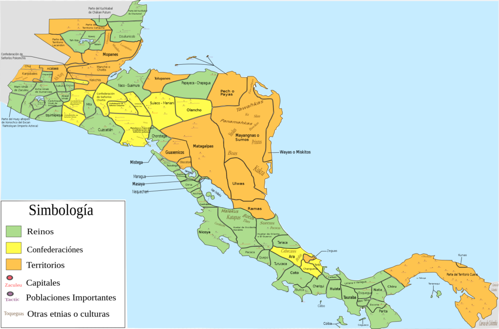Carte de l'Amérique centrale préhispanique du XVIe siècle.