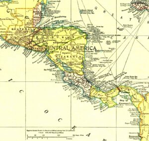 Carte de l'Amérique centrale de 1909.