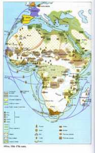 Carte de l'Afrique entre le XVe et le XVIIe siècle.