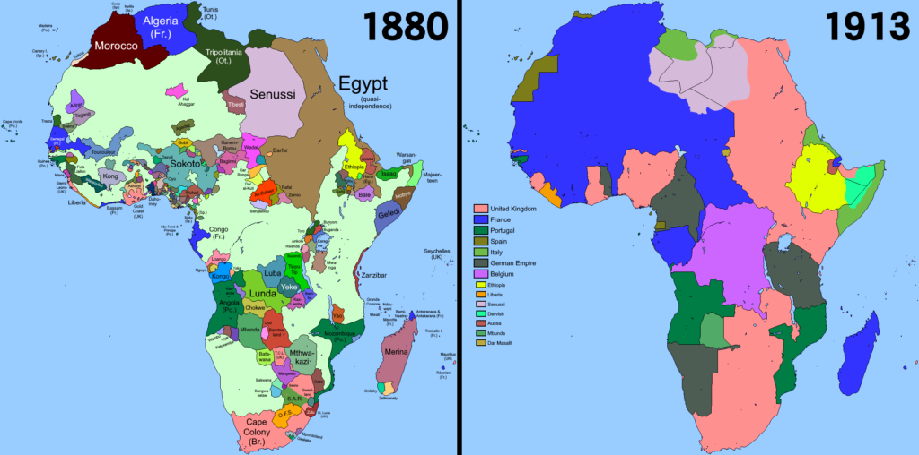 Cartes de l'Afrique de 1880 et 1913.