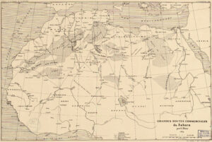 Carte des principales routes commerciales transsahariennes historiques 1889.