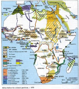 Carte de l'Afrique avant la partition coloniale vers 1870.