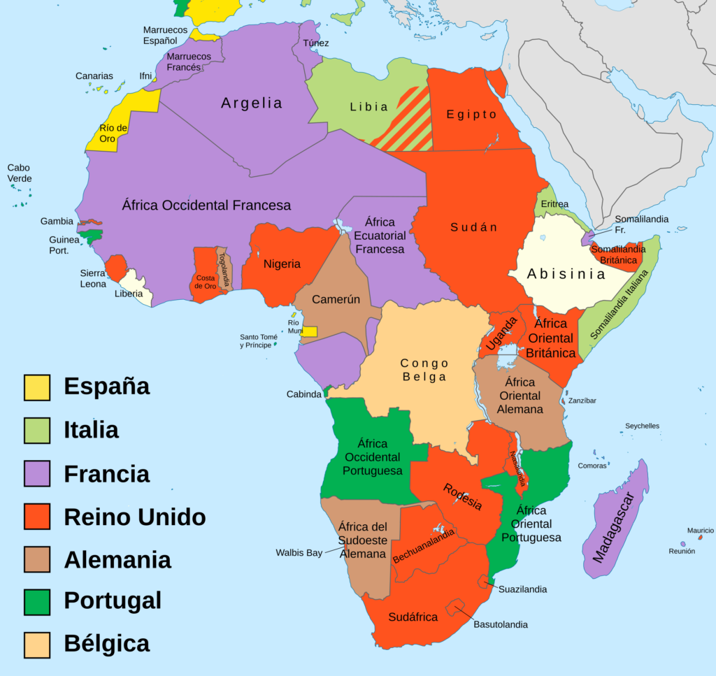 Carte du partage de l'Afrique 1914.