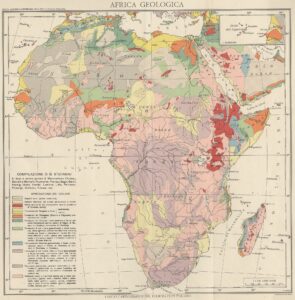 Carte géologique de l'Afrique des années 1930.