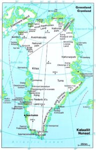 Carte des localités du Groenland.