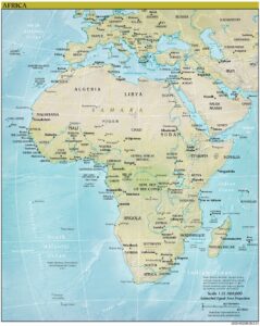 Carte en relief de l'Afrique.