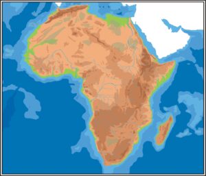 Carte topographique vierge de l'Afrique.