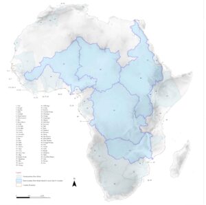 Carte des bassins fluviaux internationaux d'Afrique.