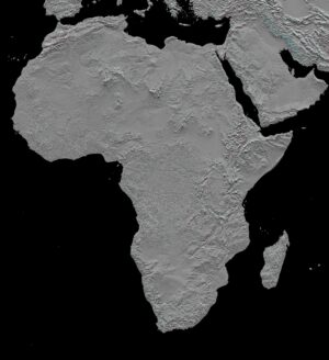 Anaglyphe de relief ombré de l’Afrique en SRTM 3D