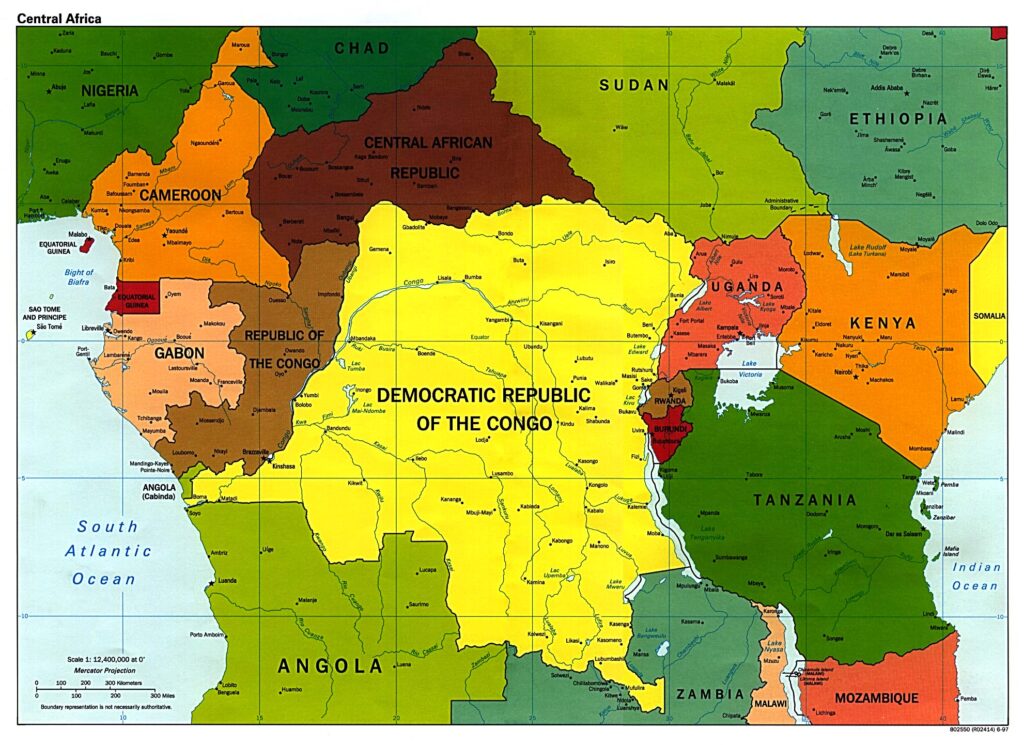 Carte de l'Afrique centrale.