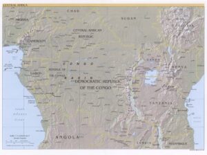 Carte physique de l'Afrique centrale.