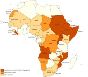 Carte des guerres et conflits en Afrique