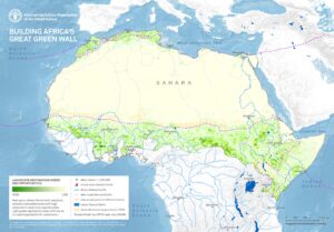 Carte de la Grande muraille verte pour le Sahara et le Sahel.