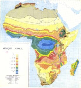 Carte des régimes d'humidité en Afrique.