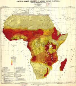 Carte du danger d'érosion en Afrique au sud du Sahara.