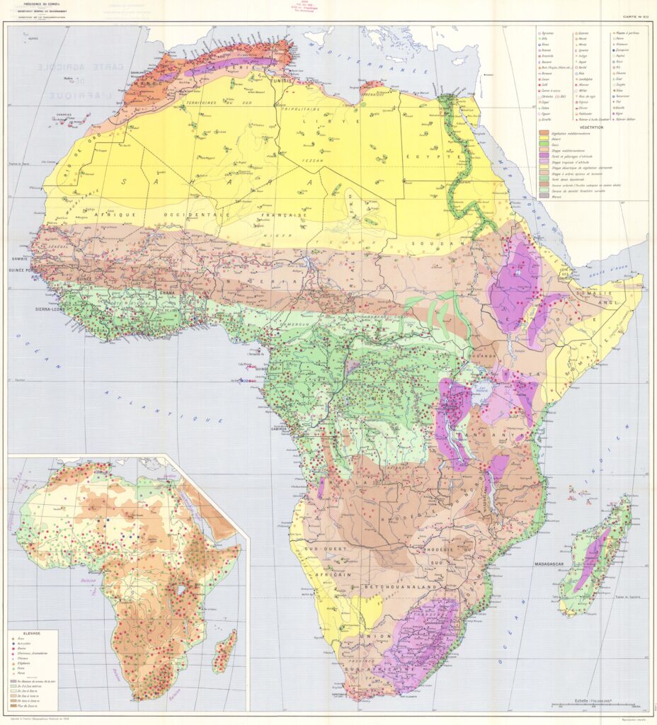 Carte agricole de l'Afrique 1958.
