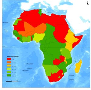 Carte des indices de stress hydrique en Afrique.