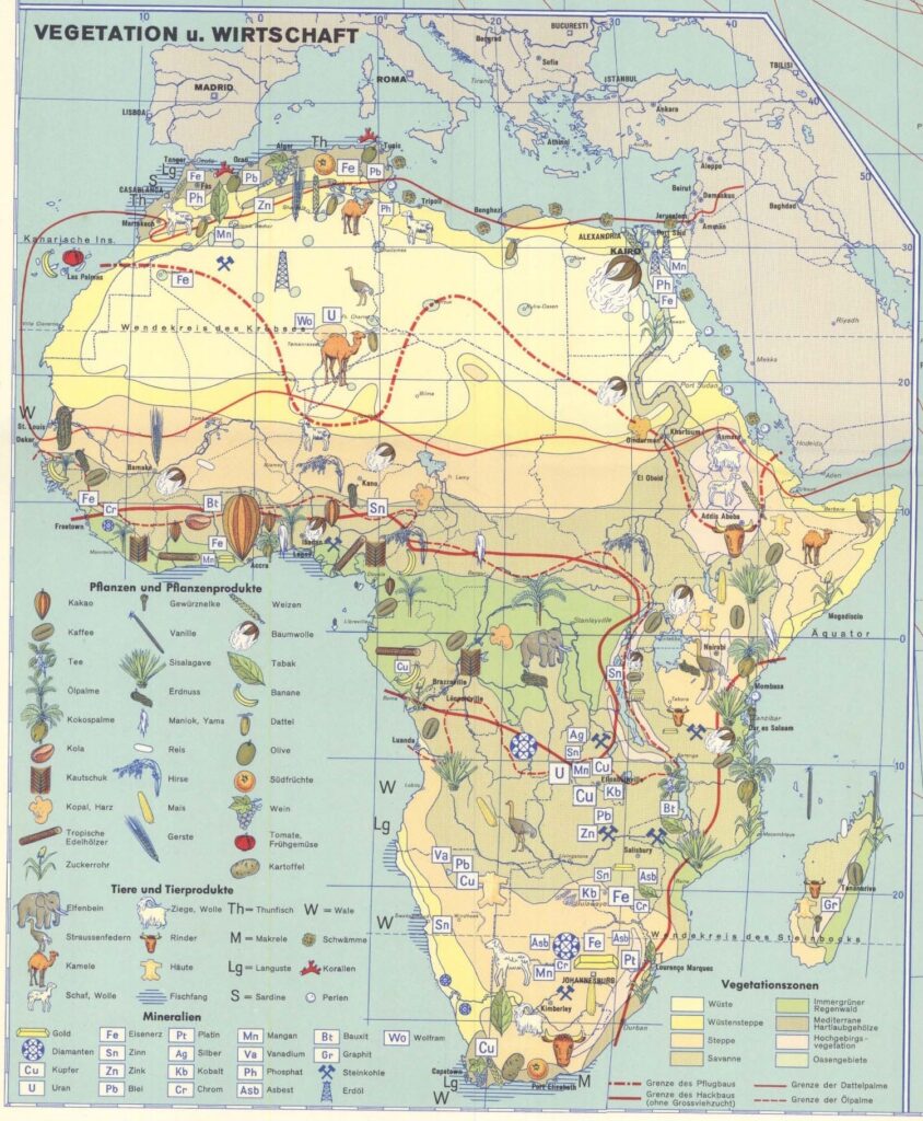 Ancienne carte économique de l'Afrique.