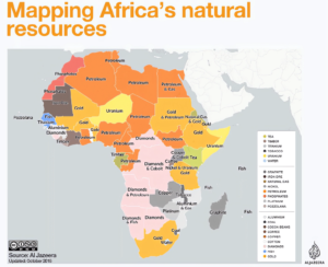 Carte des ressources naturelles de l'Afrique 2016.