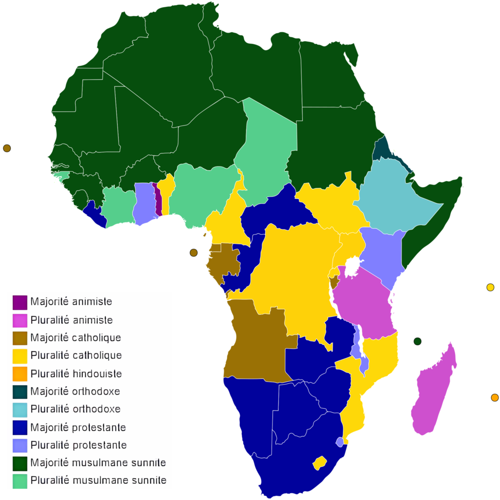 Carte des religions en Afrique.