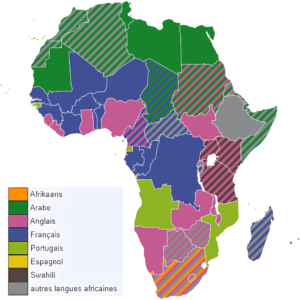 Carte des langues officielles en Afrique.