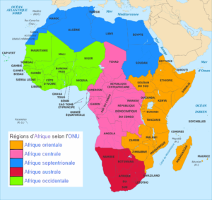 Carte des régions d’Afrique selon l’ONU