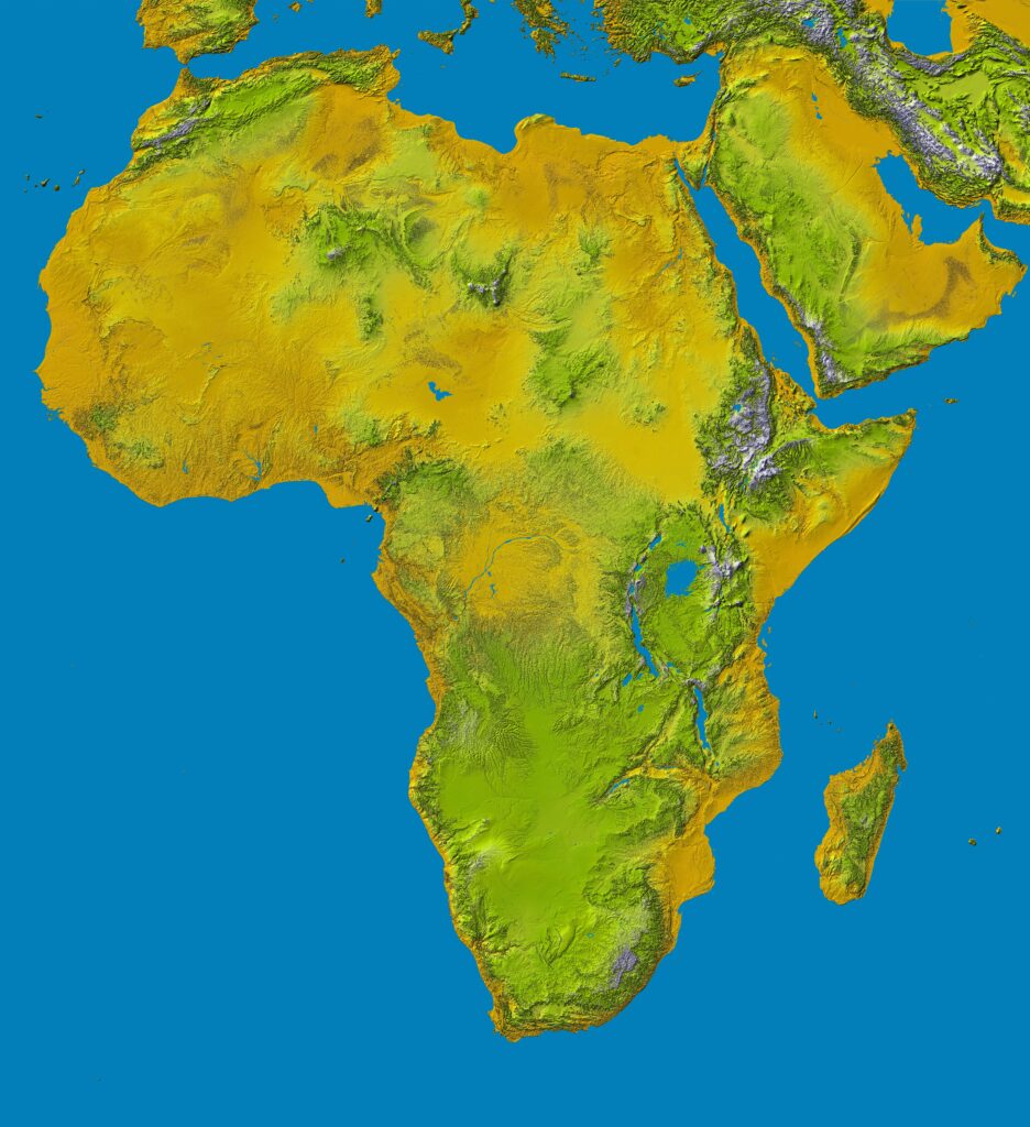 Image en relief ombré de couleur de l'Afrique.