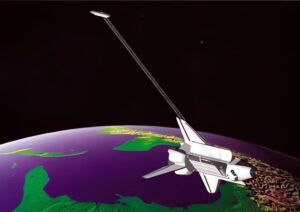 Le SRTM à bord de la navette spatiale Endeavour.