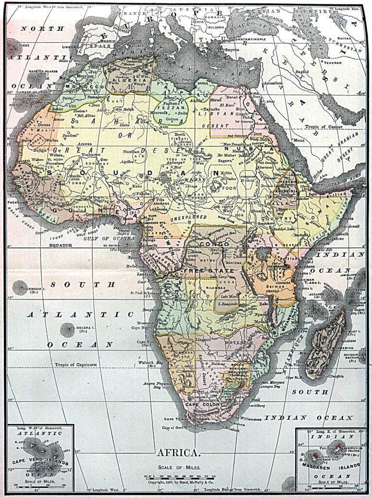 Carte de l'Afrique en 1890.