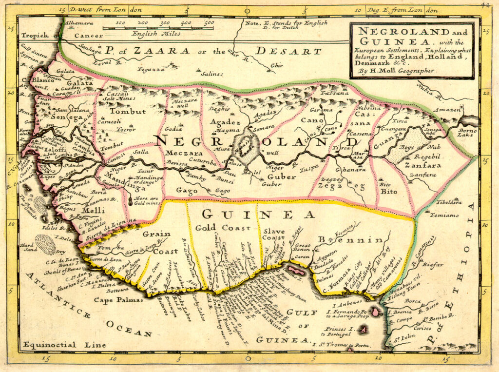 Nigritie et la Guinée avec les établissements européens 1729.