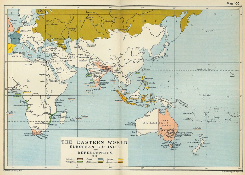 Le monde oriental : colonies et dépendances européennes 1815.