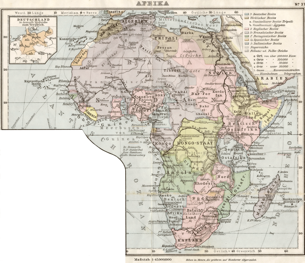 Carte allemande de l'Afrique en 1905.