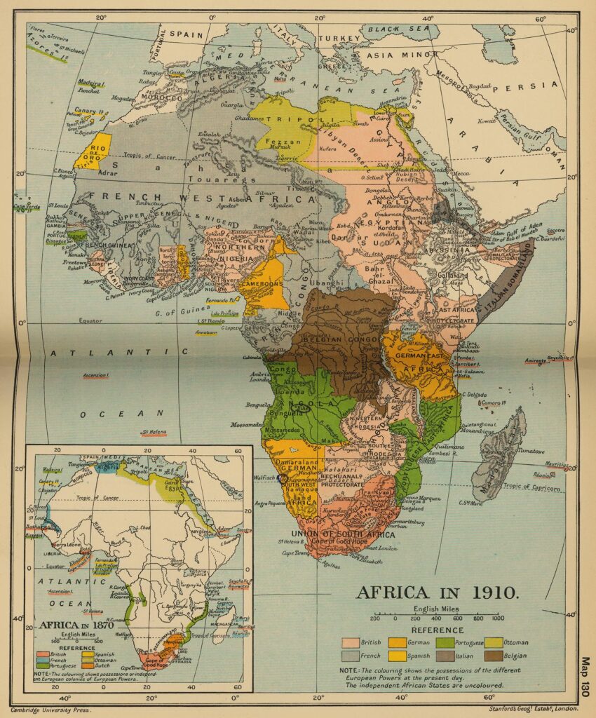 Carte de l'Afrique en 1910.
