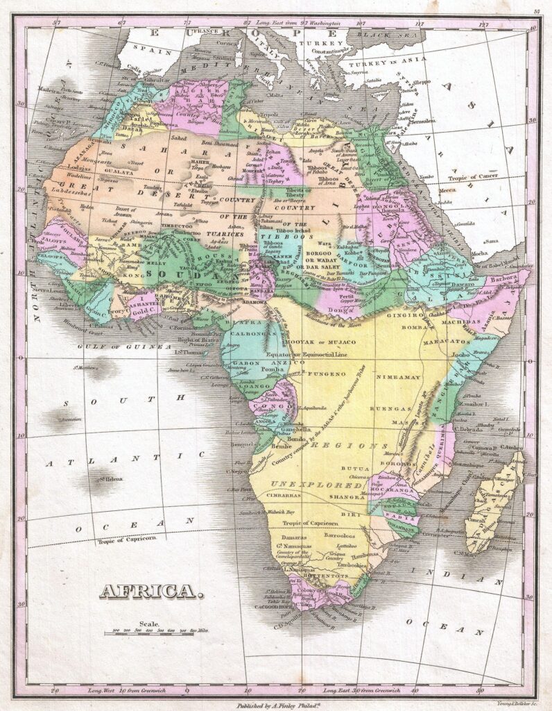 Carte de l'Afrique de 1827.