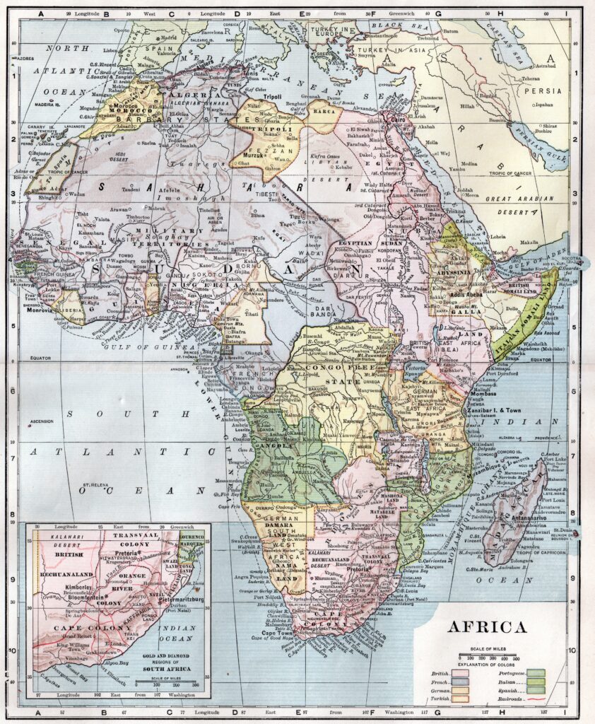 Carte du continent africain en 1910.