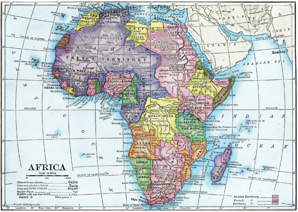Carte de l'Afrique coloniale 1910.