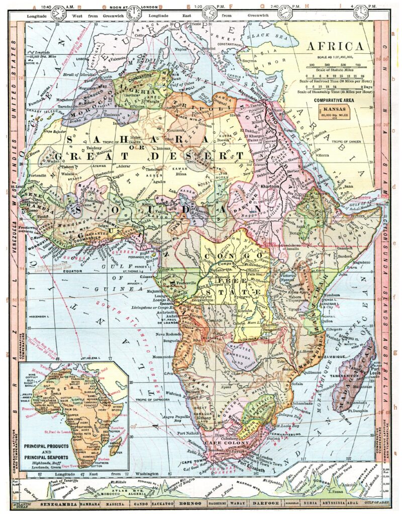 Carte de l'Afrique précoloniale 1872.