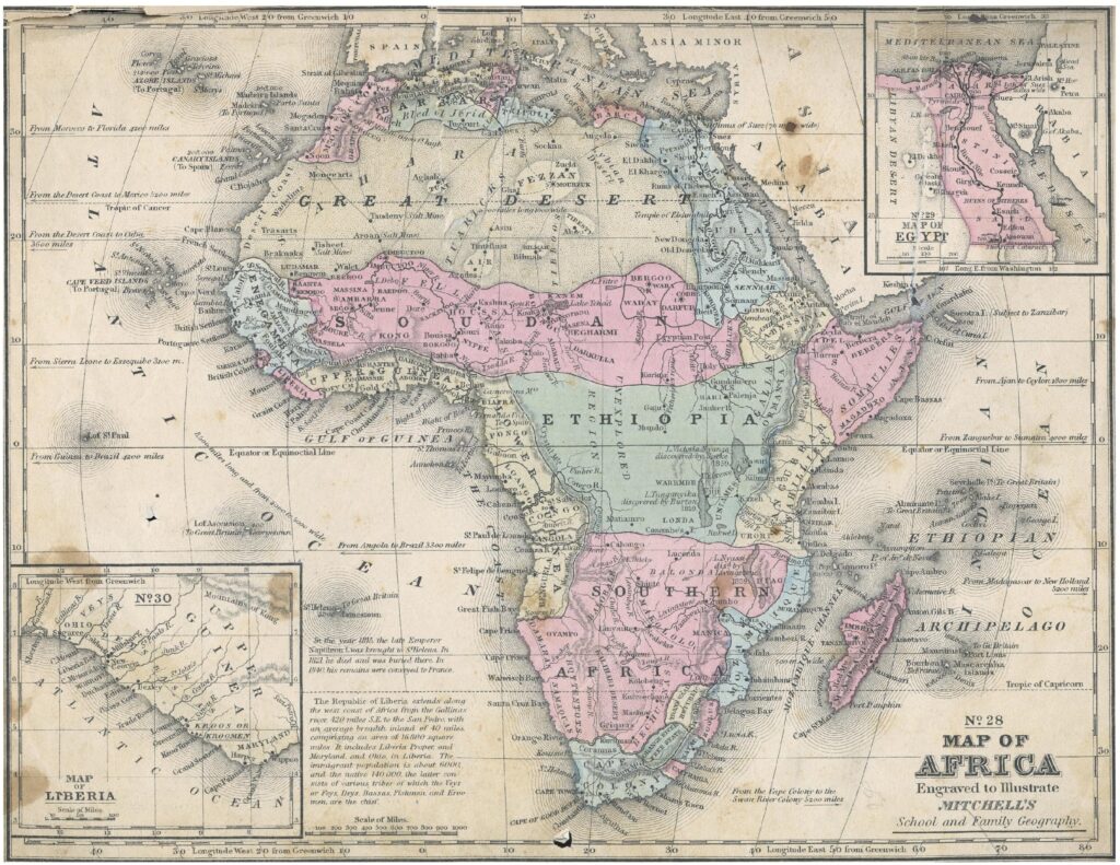 Carte de l'Afrique précoloniale 1858.