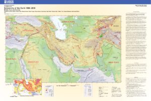 Carte de sismicité du Moyen-Orient et des environs