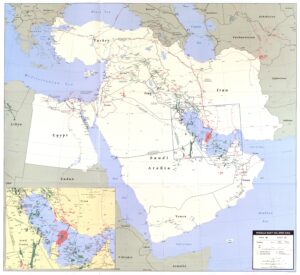 Carte du pétrole et du gaz au Moyen-Orient
