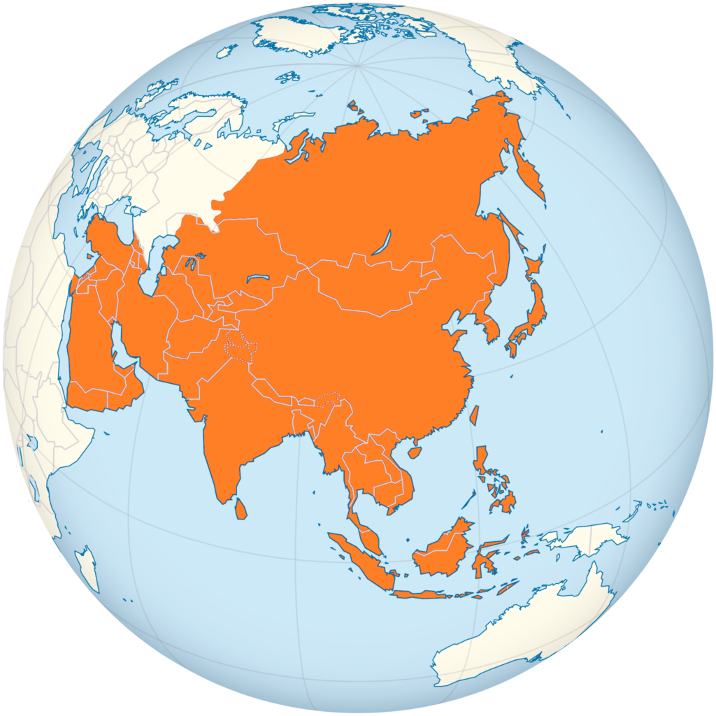 Carte de localisation de l'Asie.