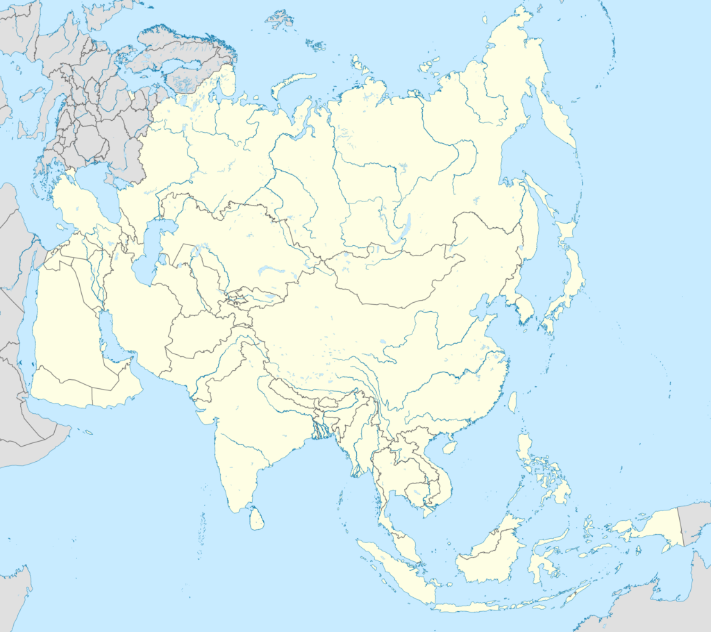 Carte vierge de l’Asie.