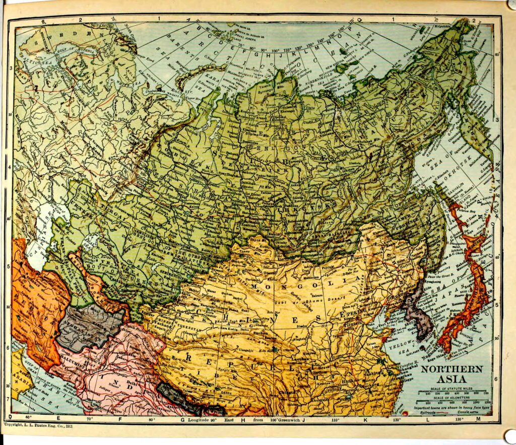 Carte de l'Asie du Nord 1921.