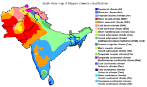 Carte climatique de l'Asie du Sud.