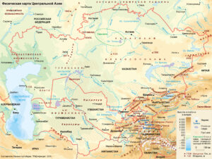 Carte physique de l'Asie centrale.