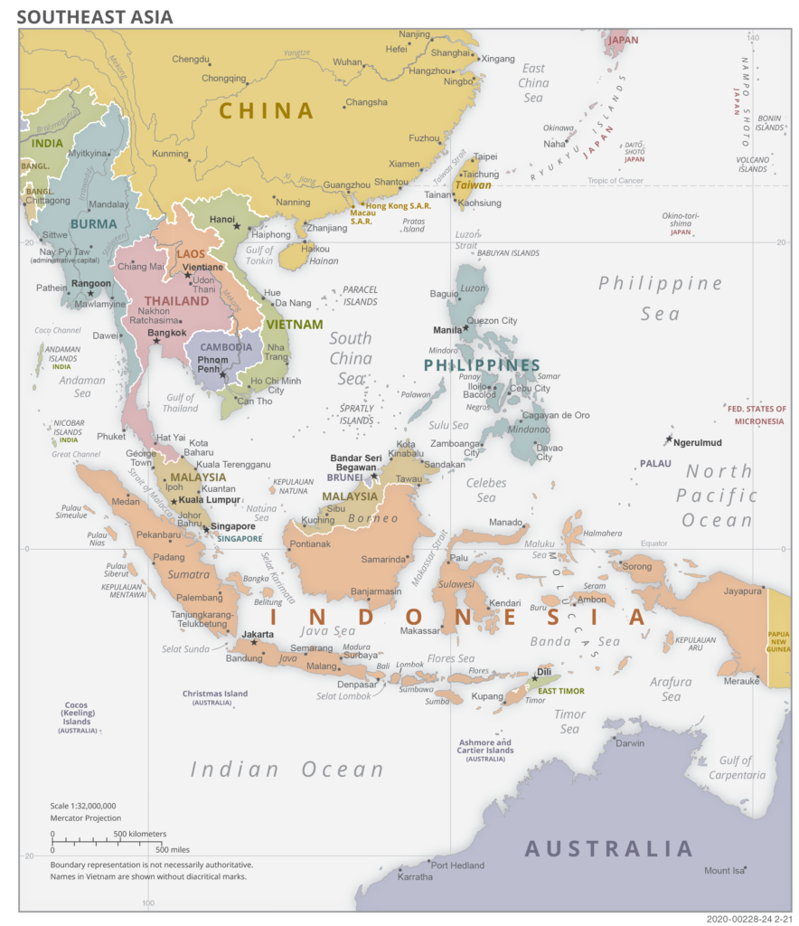 Carte de l'Asie du Sud-Est.