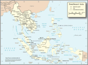 Carte des pays de l'Asie du Sud-Est.