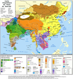Carte des langues de l'Asie du Sud-Est.